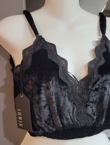 Black Velvet elastic waist band straps dressy/comfort Bralette Large.